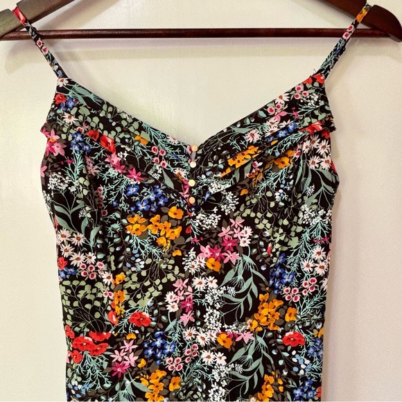 Dynamite| Pretty Spaghetti Strap Multicolour Floral A-Line Swing Mini Dress Sz S - Picture 2 of 6